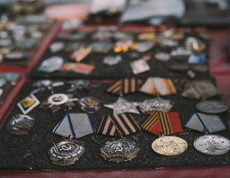 antique award medals display